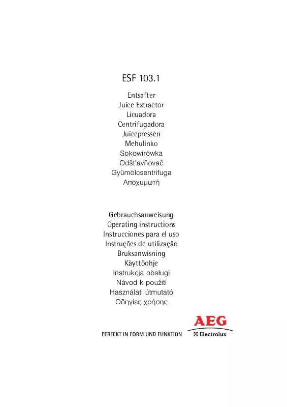 Mode d'emploi AEG-ELECTROLUX ESF 103.1