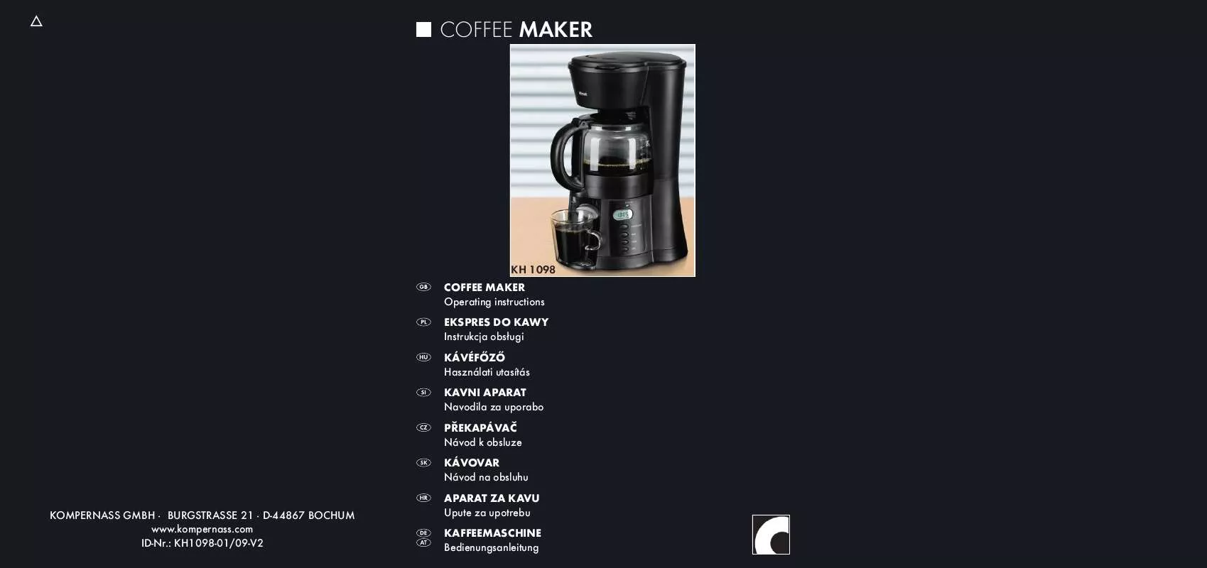 Mode d'emploi BIFINETT KH 1098 COFFEE MAKER