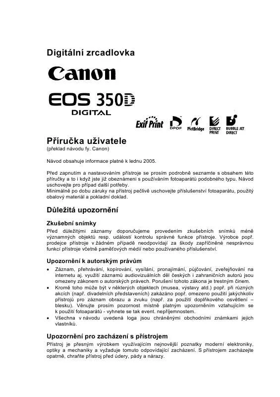 Mode d'emploi CANON EOS 350D