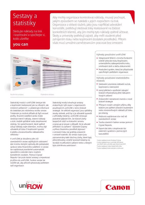 Mode d'emploi CANON UNIFLOW REPORTING AND STATISTICS