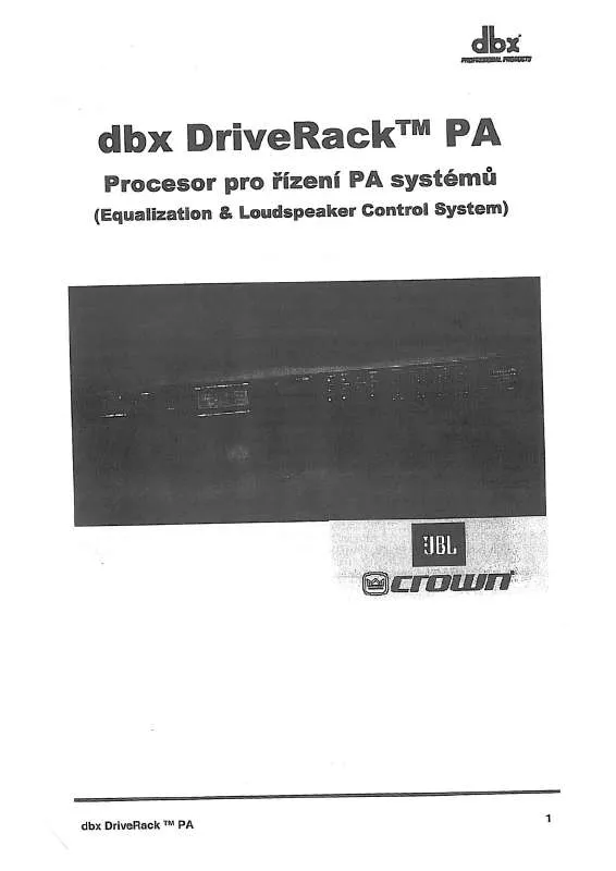 Mode d'emploi DBX DRIVER RACK PA