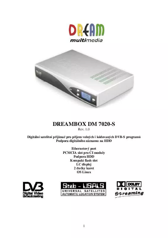Mode d'emploi DREAM MULTIMEDIA DREAMBOX DM 7020-S