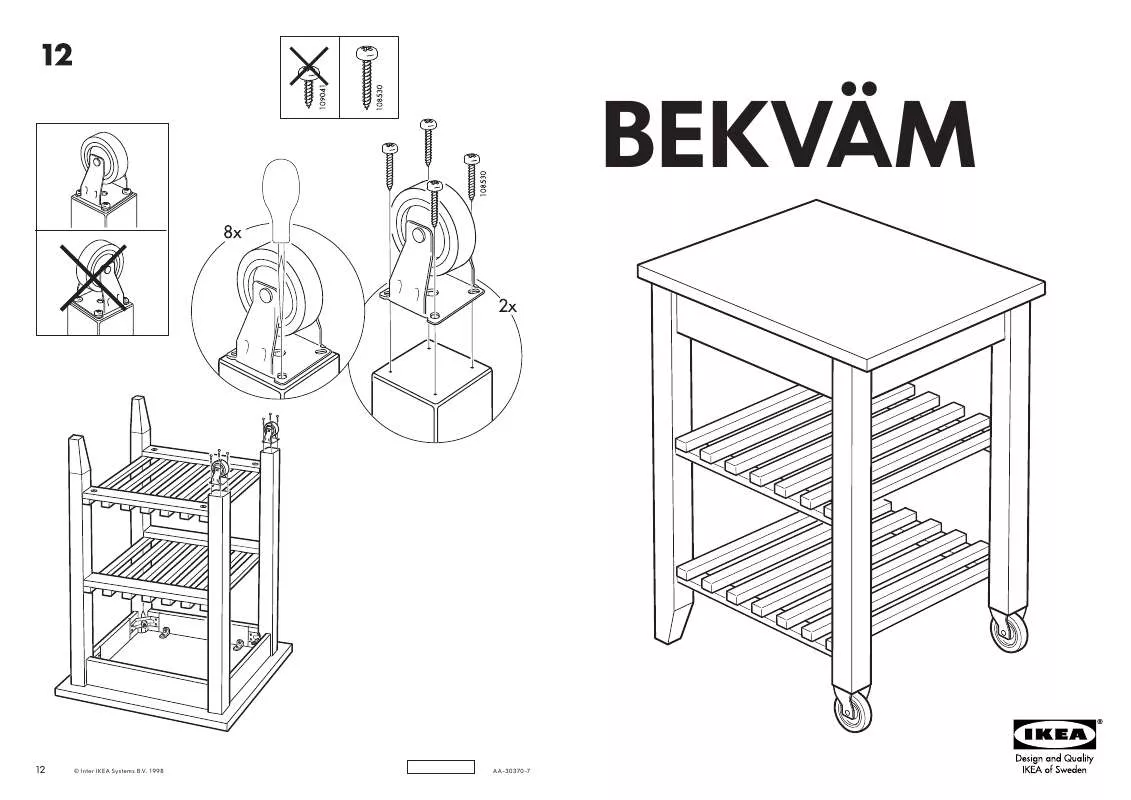 Mode d'emploi IKEA BEKVÄM, KUCHYŇSKÝ SERVÍROVACÍ STOLEK. 60×50×85 CM.
