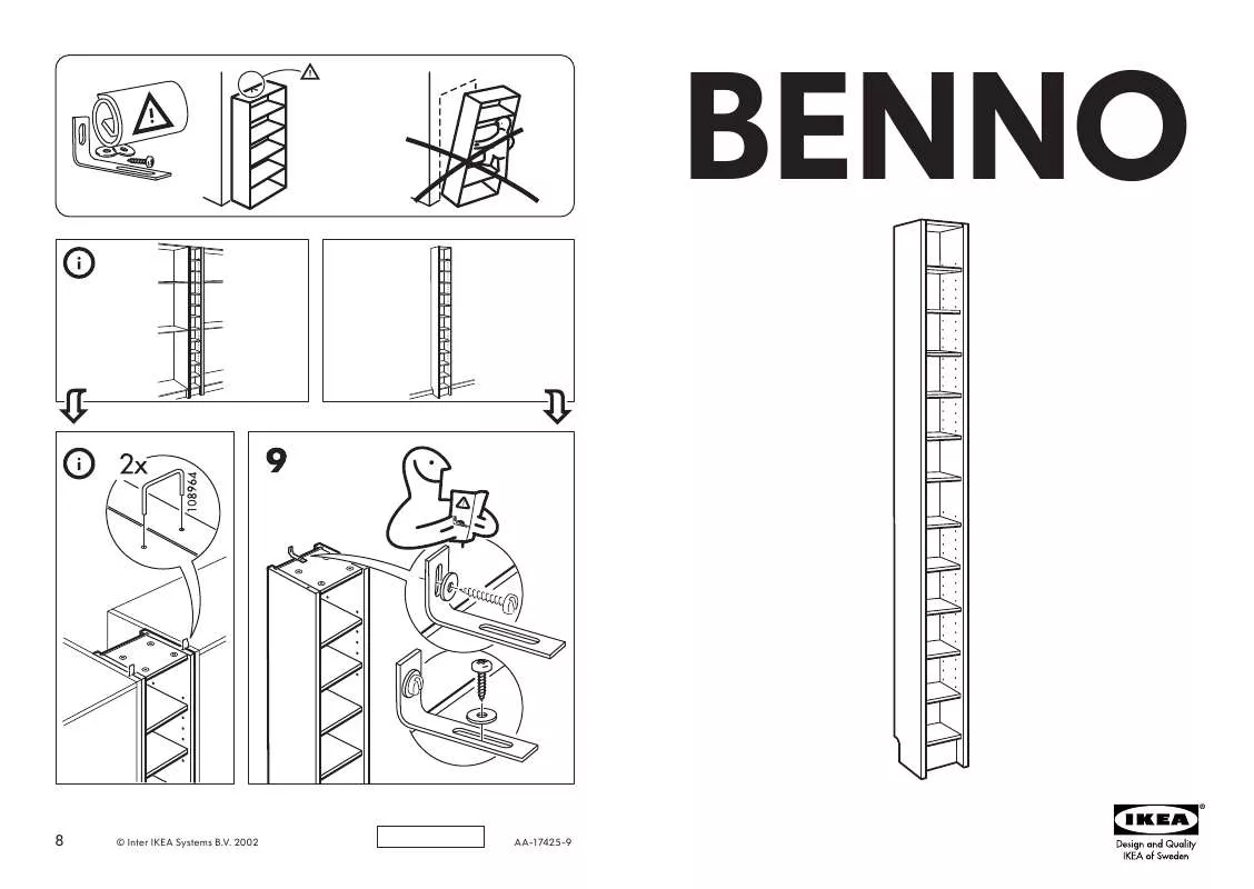 Mode d'emploi IKEA BENNO, CD STOJAN. 20×17, V. 202 CM.