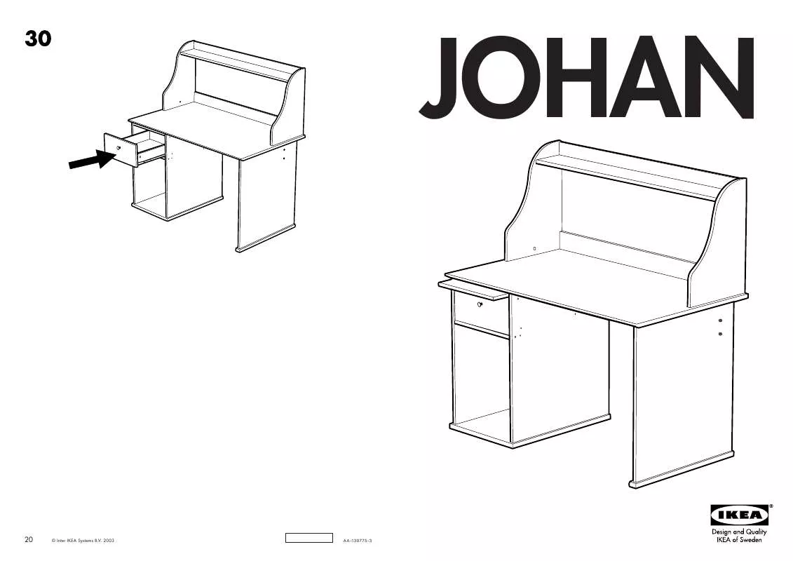 Mode d'emploi IKEA JOHAN, STŮL S POLICOVÝM DÍLEM. 120×70, V. 125 CM.