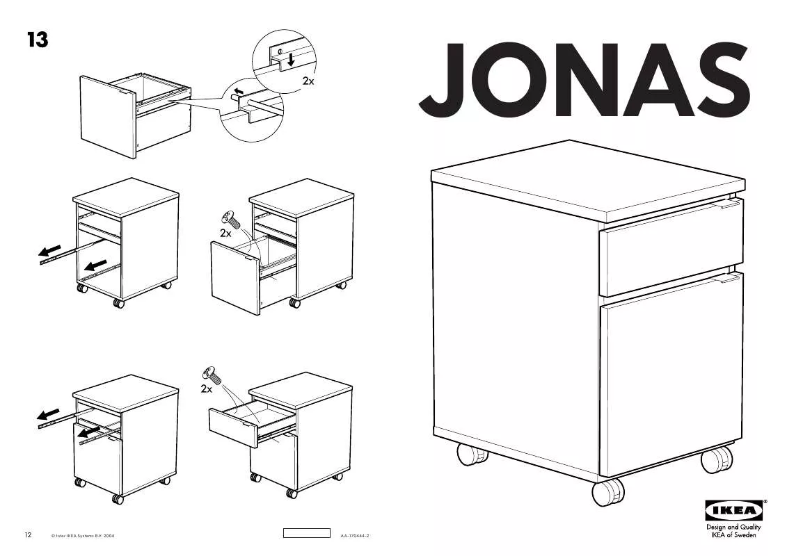 Mode d'emploi IKEA JONAS, ZÁSUVKOVÝ DÍL NA KOLEČKÁCH. 41×51, V. 63 CM.