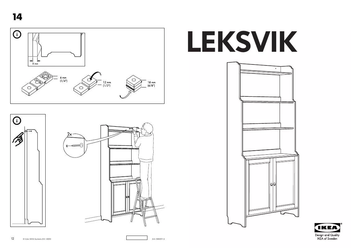 Mode d'emploi IKEA LEKSVIK, KNIHOVNA. 93×32, V. 198 CM.