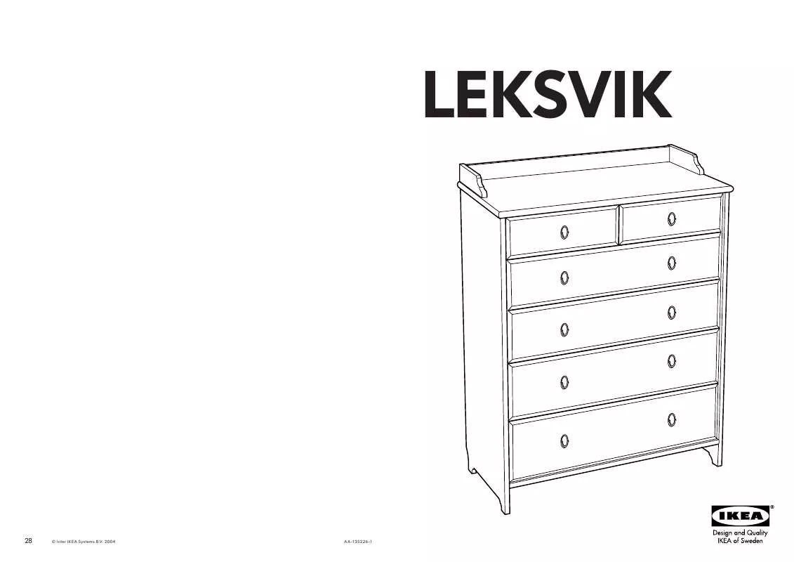 Mode d'emploi IKEA LEKSVIK, KOMODA SE 6 ZÁSUVKAMI. 95×49, V. 125,5 CM.