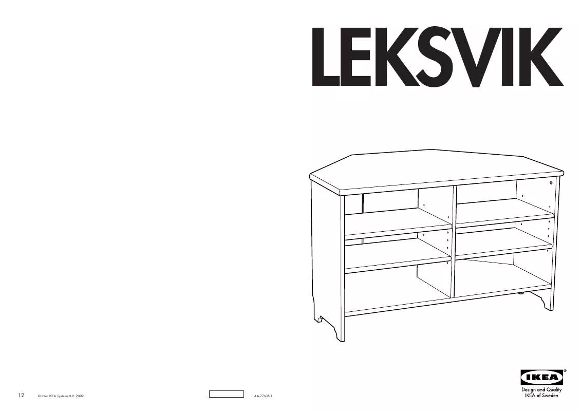 Mode d'emploi IKEA LEKSVIK, ROHOVÝ TV STOLEK. 100×62, V. 60 CM.
