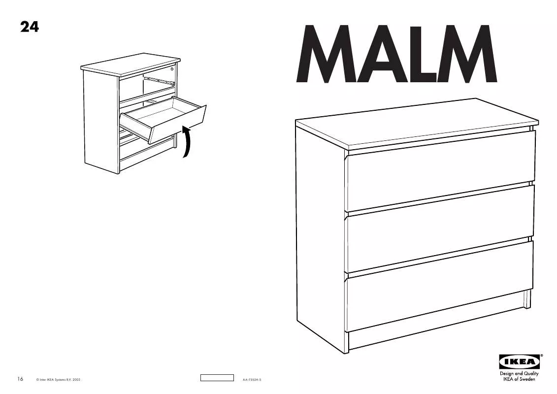 Mode d'emploi IKEA MALM, KOMODA SE 3 ZÁSUVKAMI. 80×48, V. 78 CM.