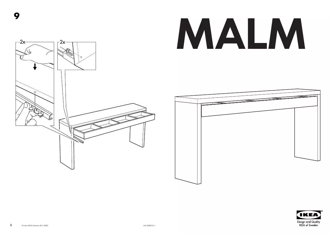Mode d'emploi IKEA MALM, TOALETNÍ STOLEK. 191×42, V. 90 CM.