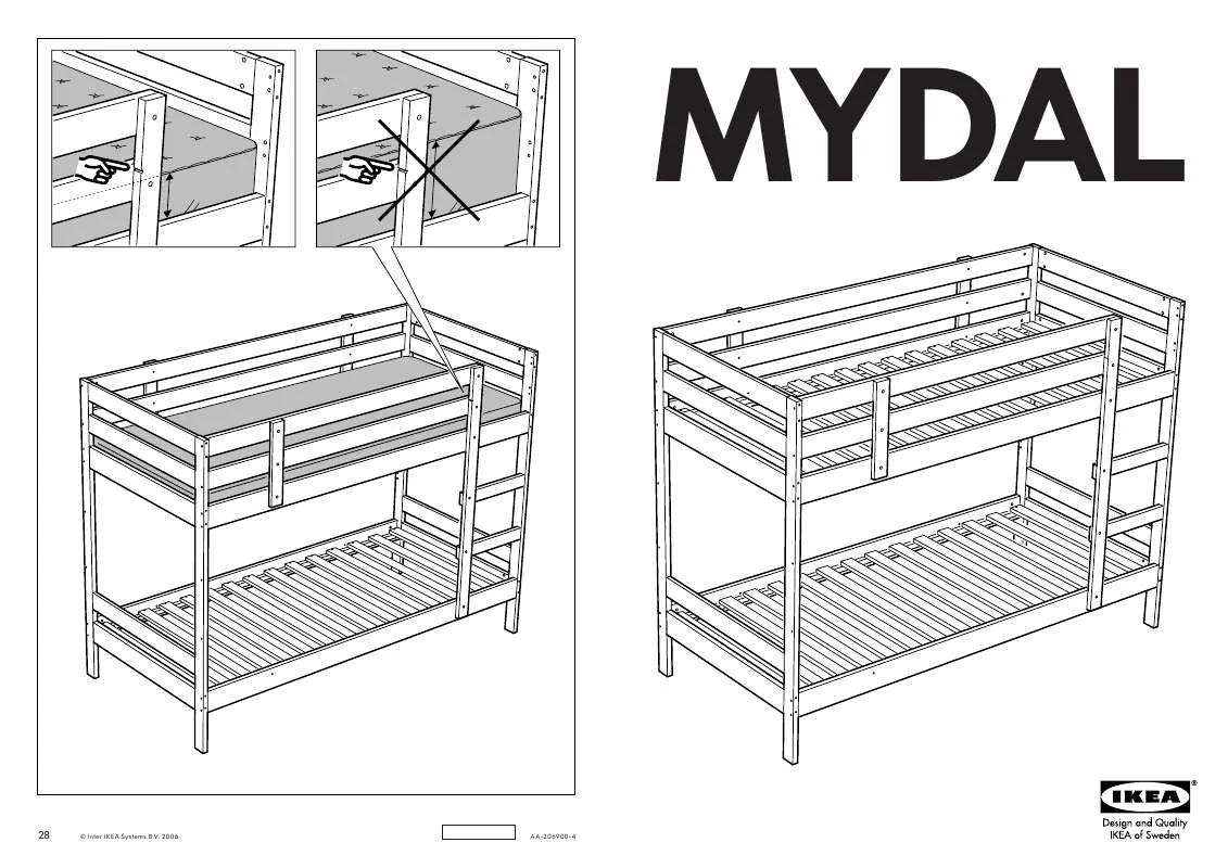 Mode d'emploi IKEA MYDAL, RÁM PALANDY. 90×200 CM.