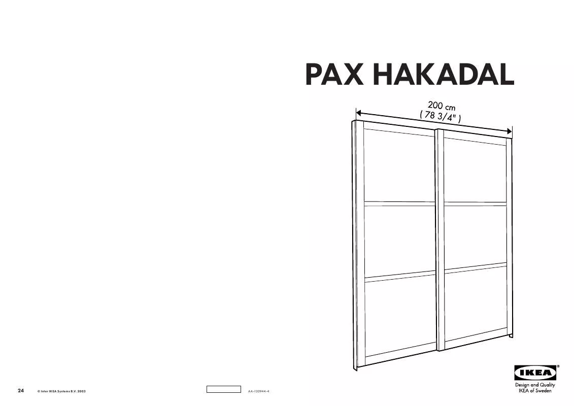 Mode d'emploi IKEA PAX HAKADAL, POSUVNÉ DVEŘE. 2 KS.
