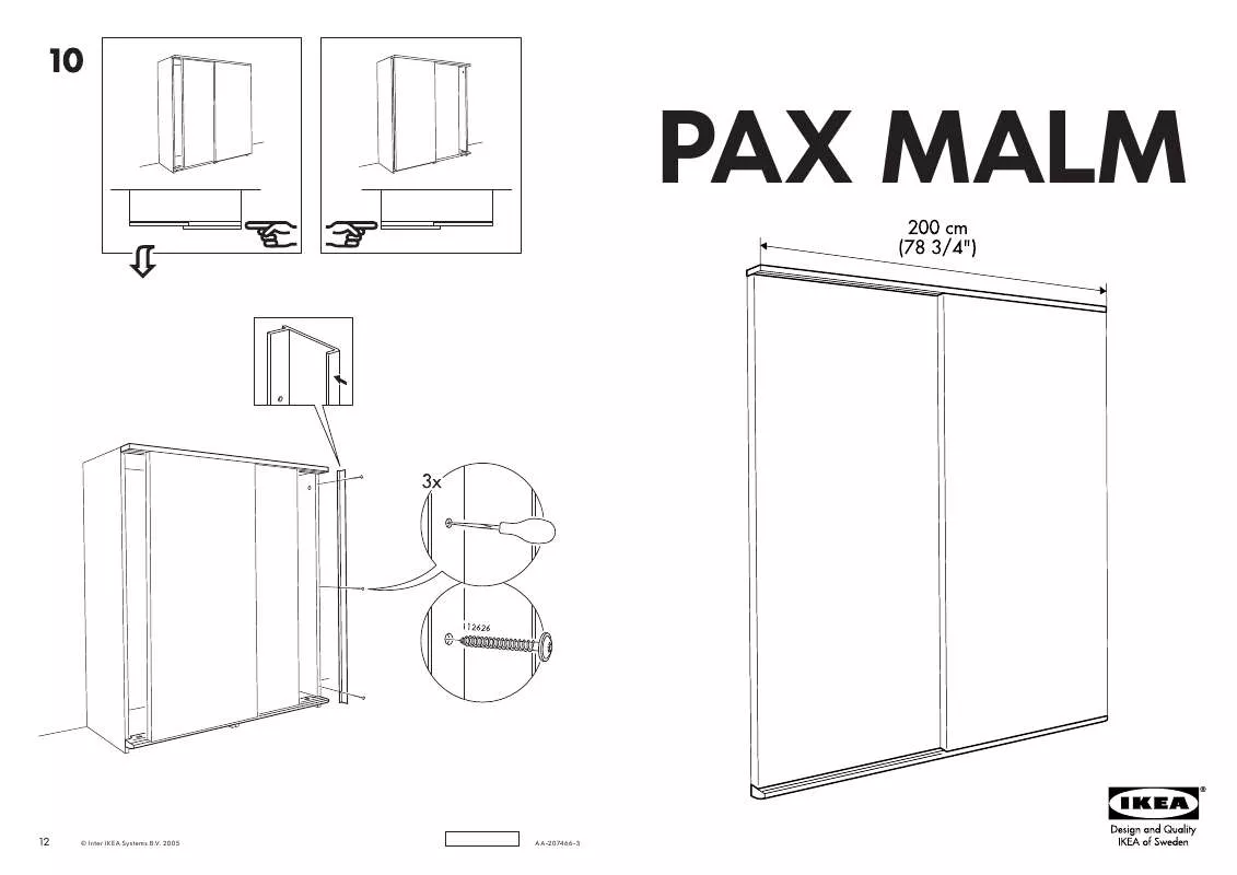 Mode d'emploi IKEA PAX MALM, POSUVNÉ DVEŘE.