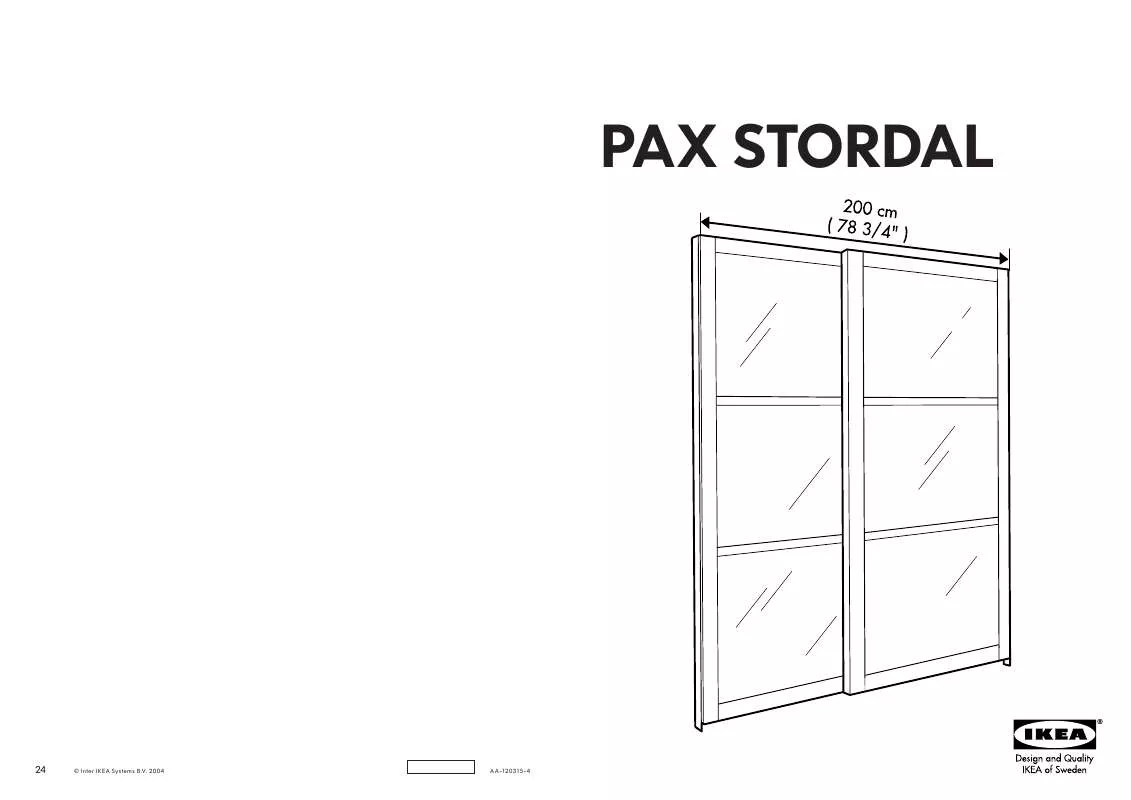 Mode d'emploi IKEA PAX STORDAL, POSUVNÉ DVEŘE 200 CM.