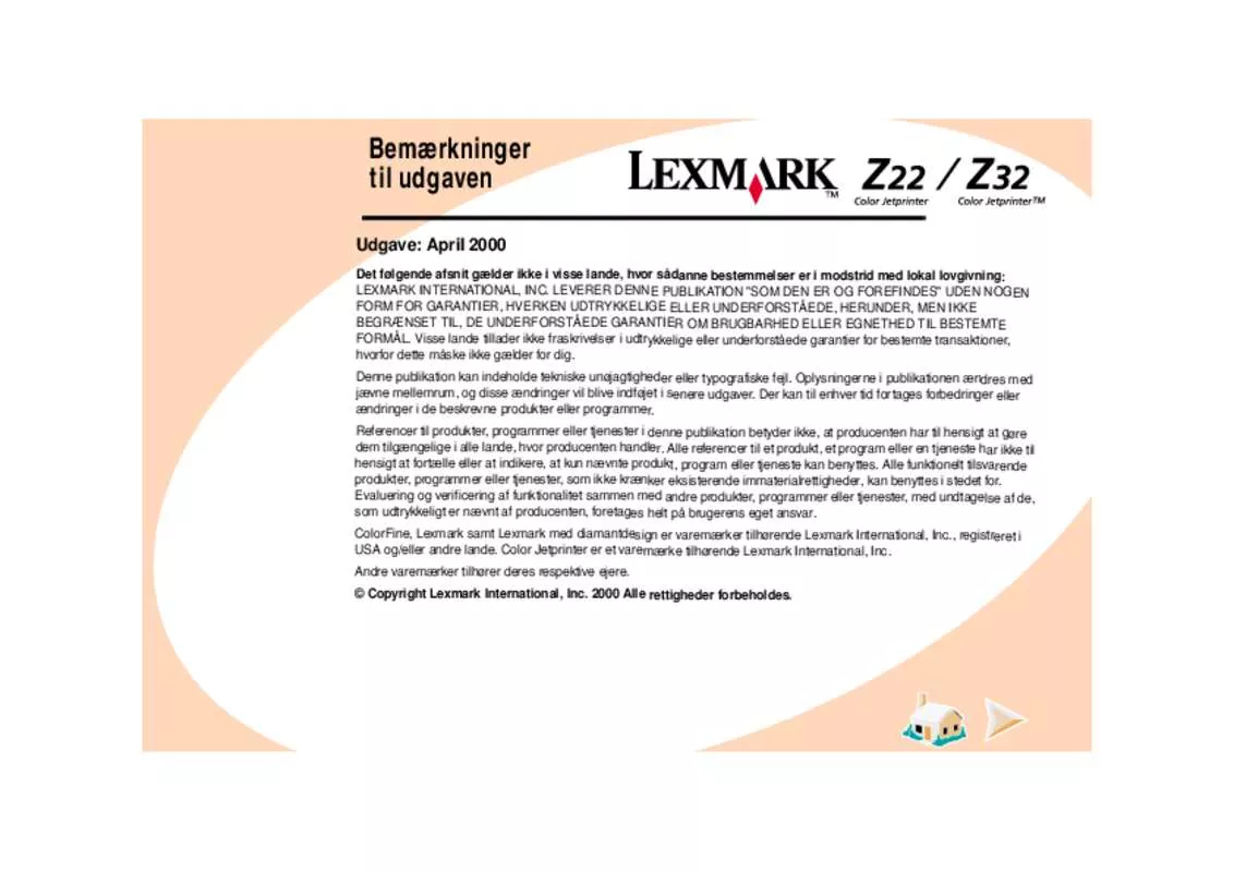 Mode d'emploi LEXMARK Z32