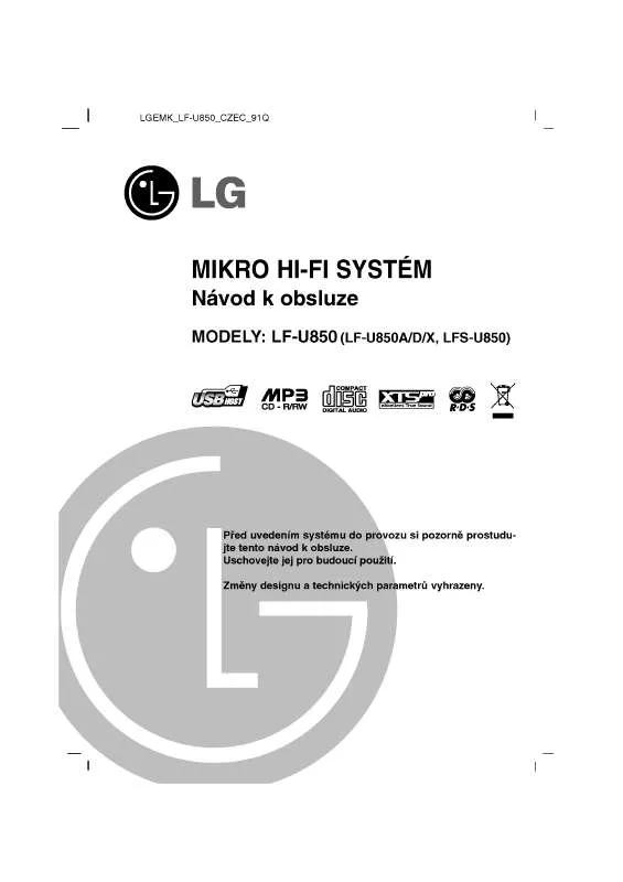 Mode d'emploi LG LF-U850D
