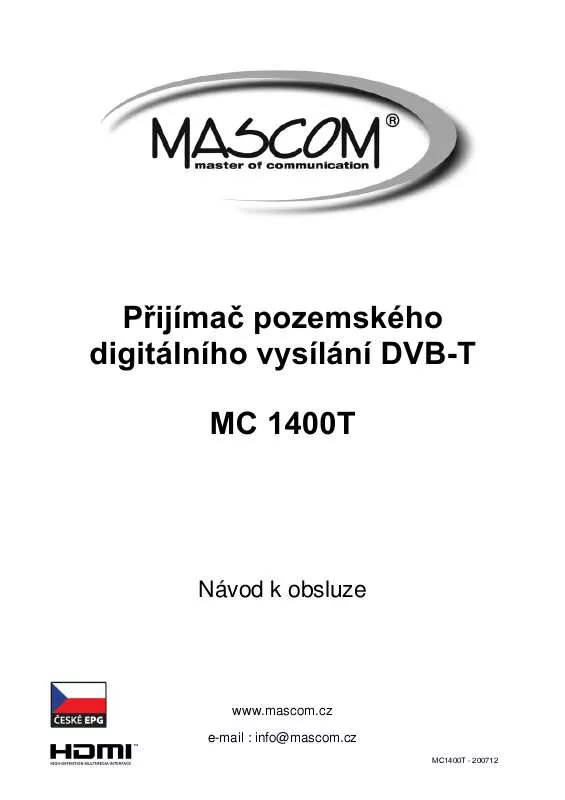Mode d'emploi MASCOM MC 1400T