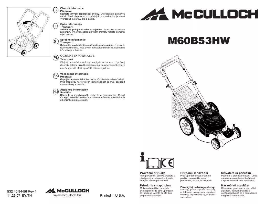 Mode d'emploi MCCULLOCH M60B53HW