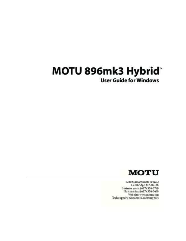 Mode d'emploi MOTU 896 MK3