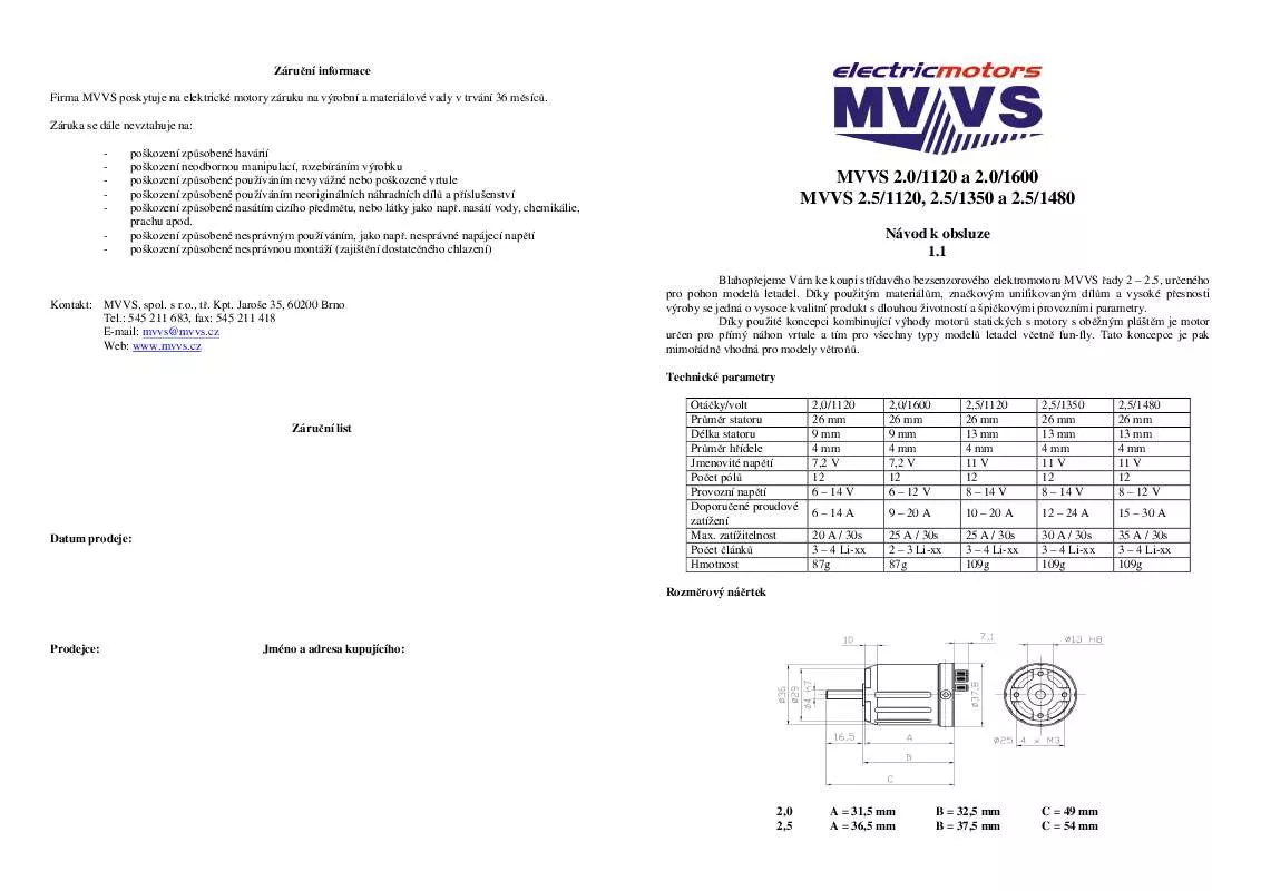 Mode d'emploi MVVS 2.0-1600
