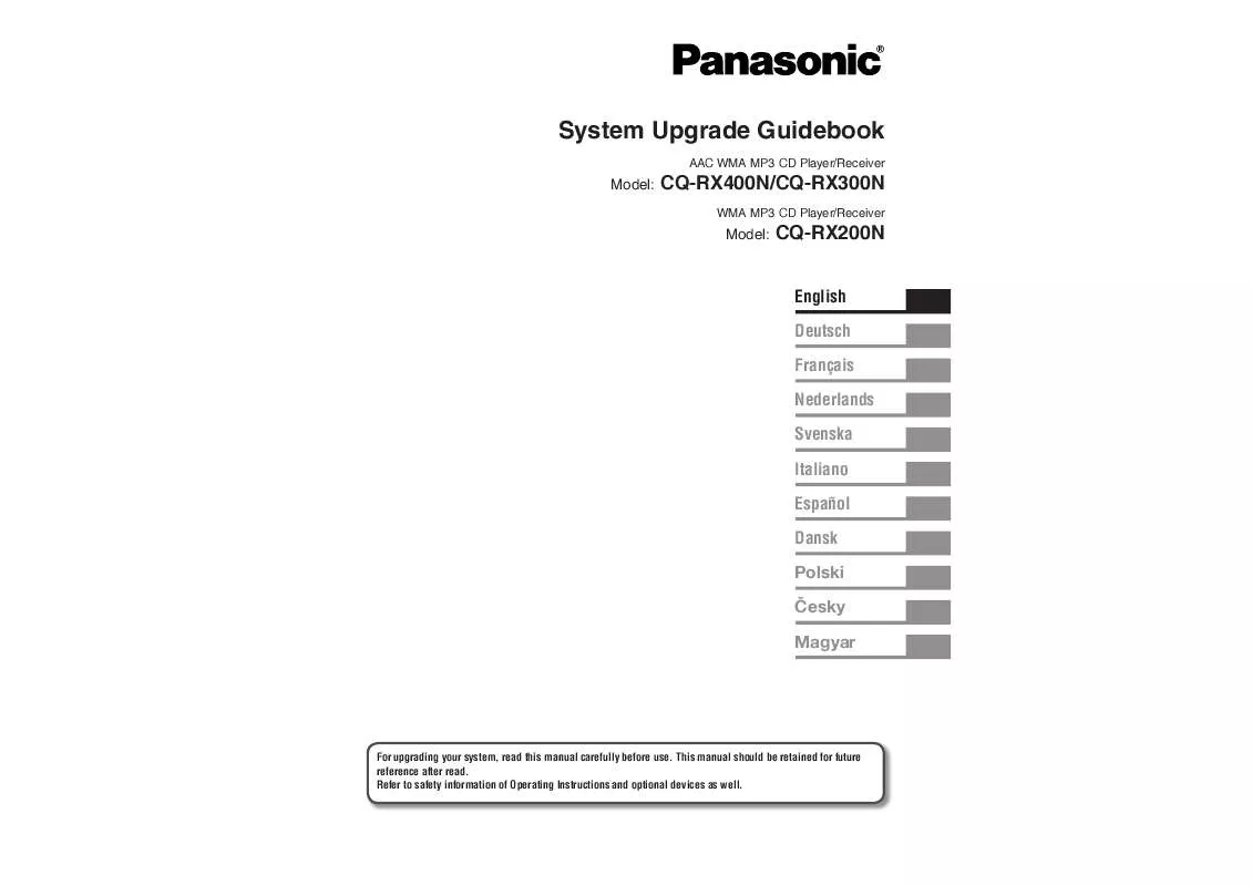 Mode d'emploi PANASONIC CQ-RX300N