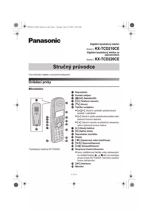 Mode d'emploi PANASONIC KX-TCD220CE