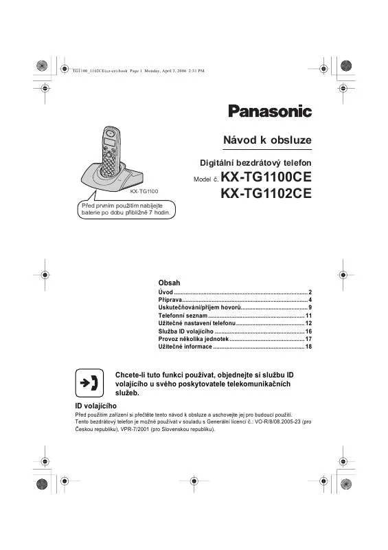 Mode d'emploi PANASONIC KX-TG1100CE