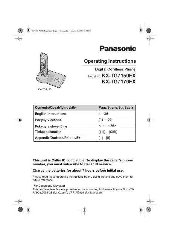 Mode d'emploi PANASONIC KX-TG7150FX