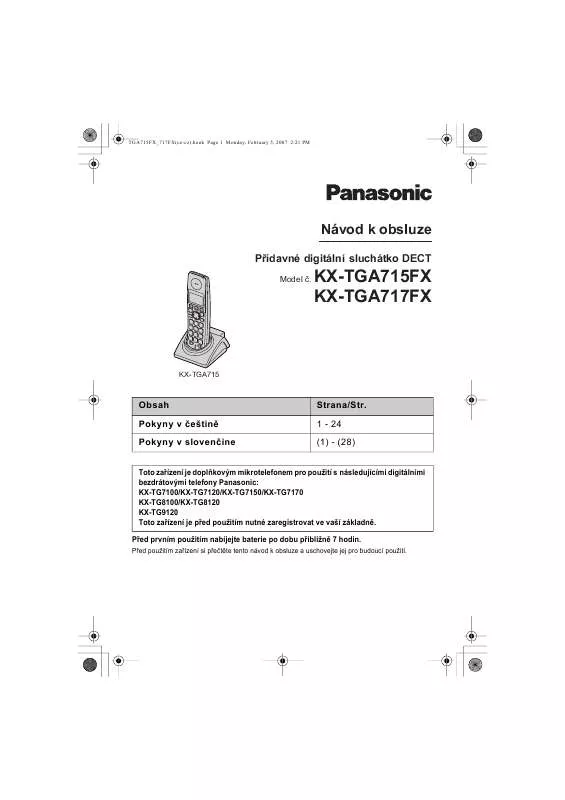 Mode d'emploi PANASONIC KX-TGA715FX