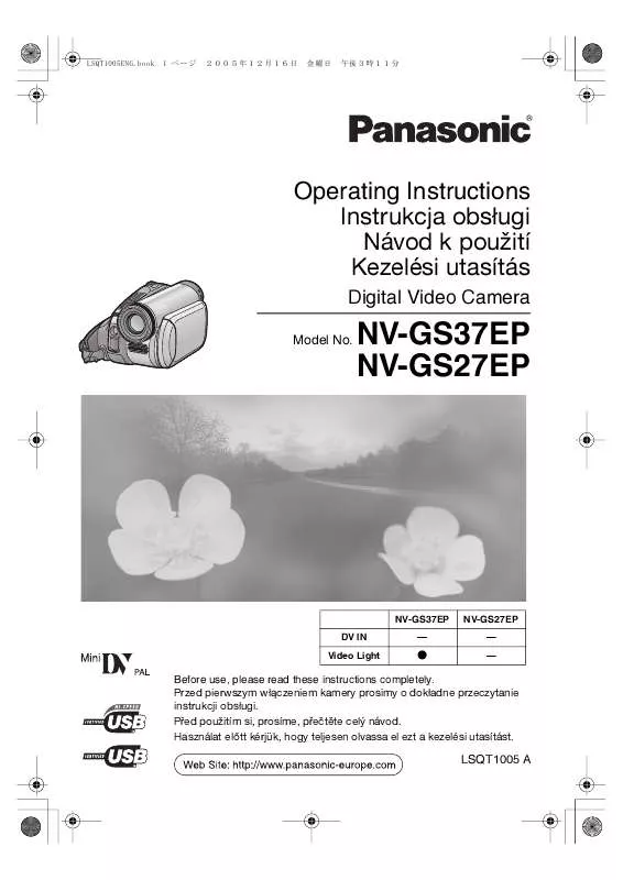 Mode d'emploi PANASONIC NV-GS37EP