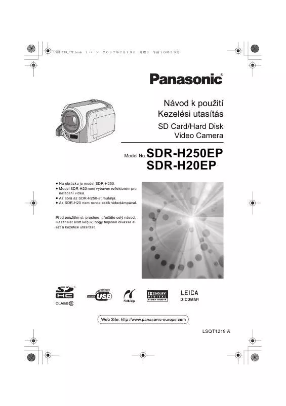 Mode d'emploi PANASONIC SDR-H250EP