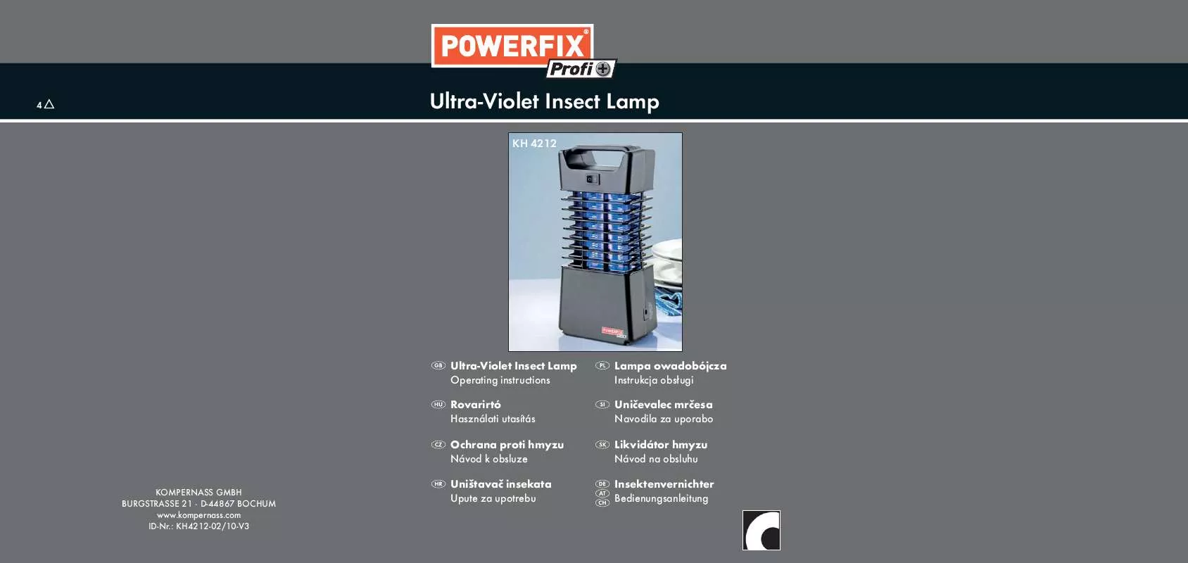 Mode d'emploi POWERFIX KH 4212 ULTRA-VIOLET INSECT LAMP