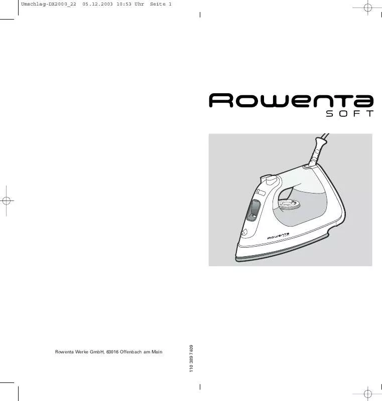 Mode d'emploi ROWENTA DX 2200 SOFT