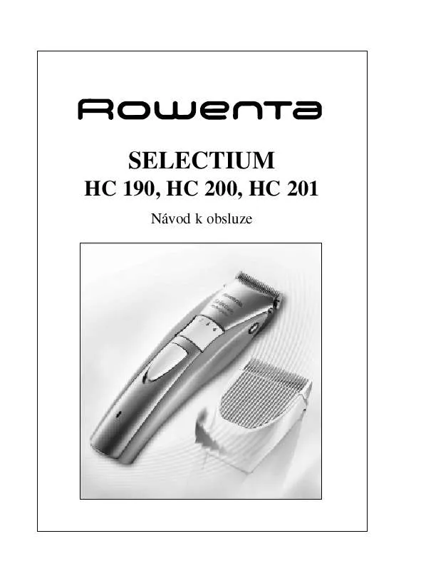 Mode d'emploi ROWENTA HC 190 SELECTIUM