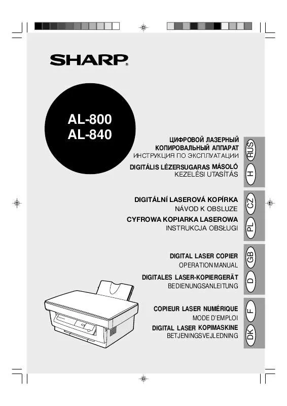 Mode d'emploi SHARP AL-840
