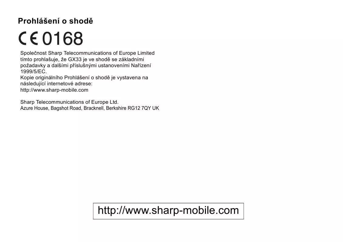 Mode d'emploi SHARP GX33