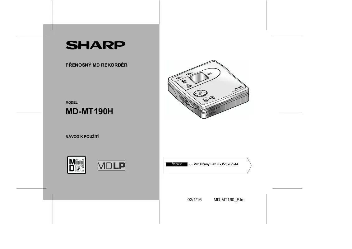 Mode d'emploi SHARP MD-MT190H