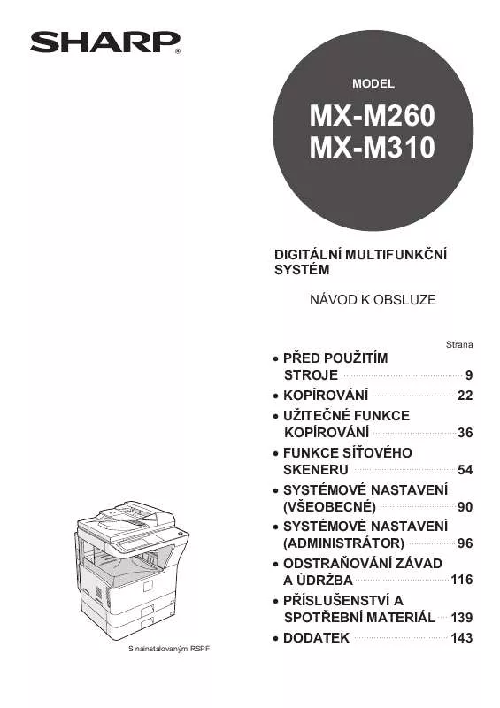 Mode d'emploi SHARP MX-M310