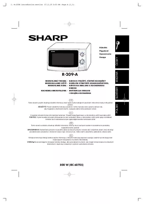 Mode d'emploi SHARP R-209-A