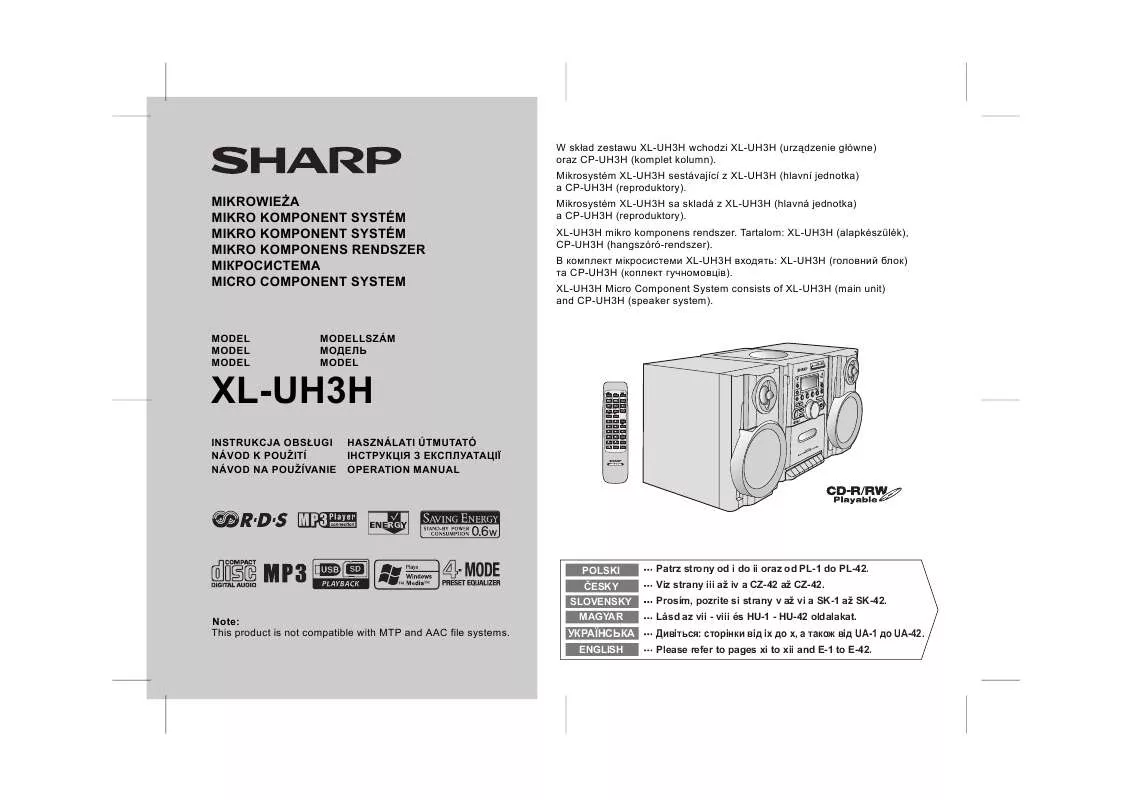 Mode d'emploi SHARP XL-UH3H