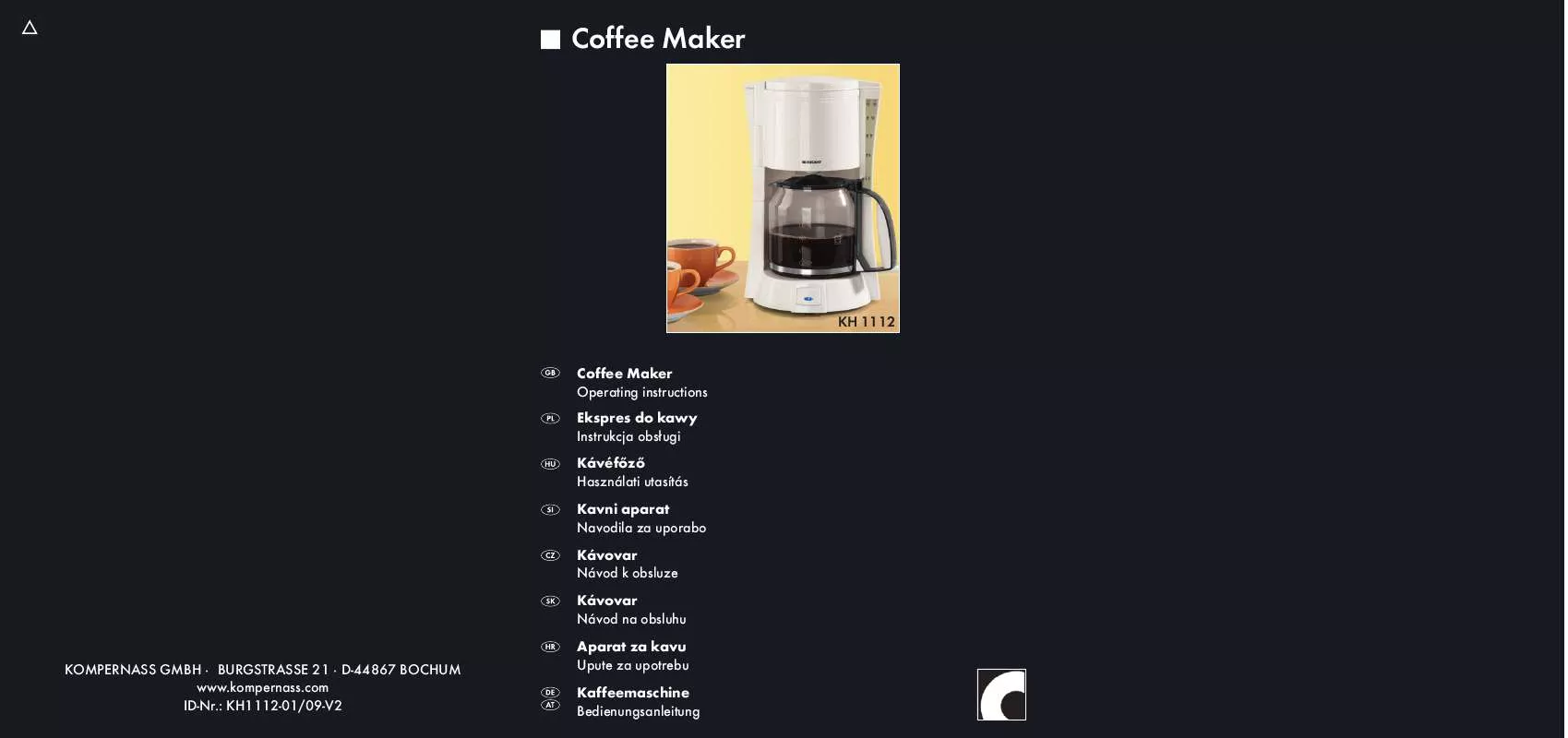 Mode d'emploi SILVERCREST KH 1112 COFFEE MAKER