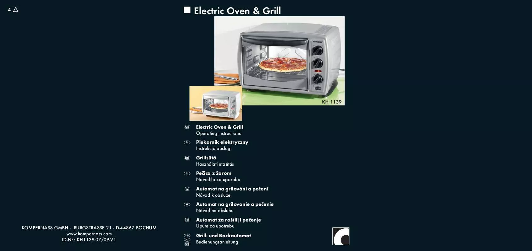 Mode d'emploi SILVERCREST KH 1139 ELECTRIC OVEN & GRILL