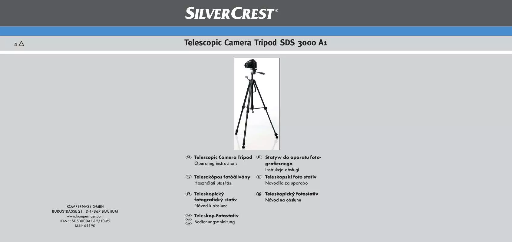 Mode d'emploi SILVERCREST SDS 3000 A1 TELESCOPIC CAMERA TRIPOD