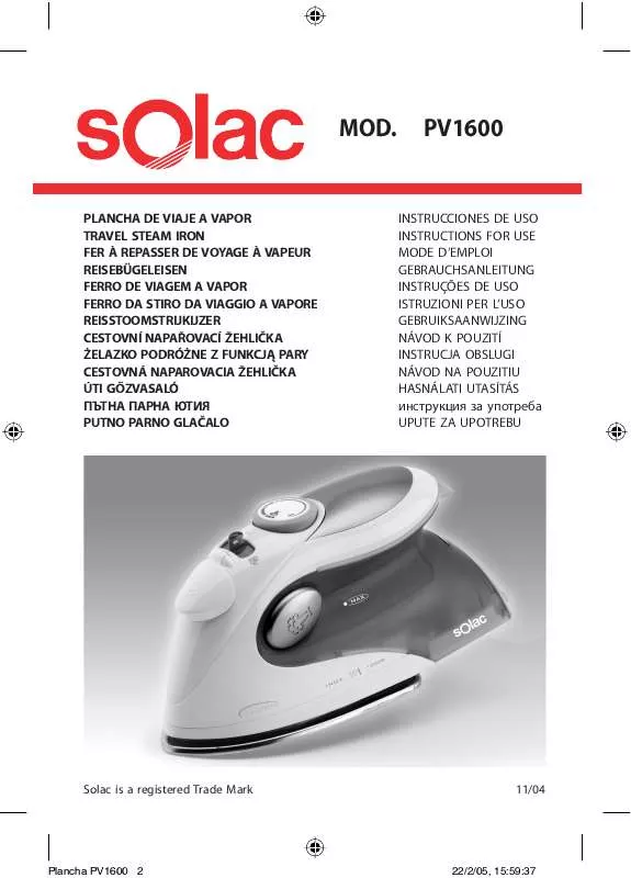 Mode d'emploi SOLAC PV1600