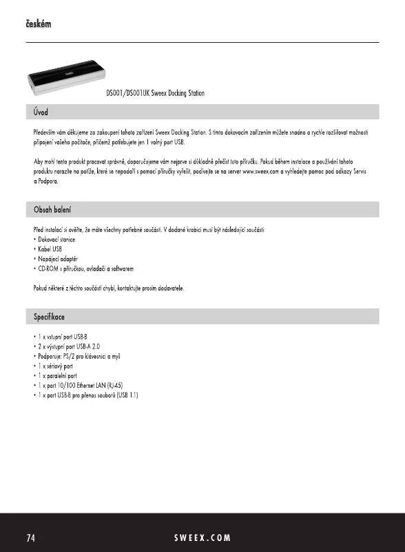 Mode d'emploi SWEEX DS001