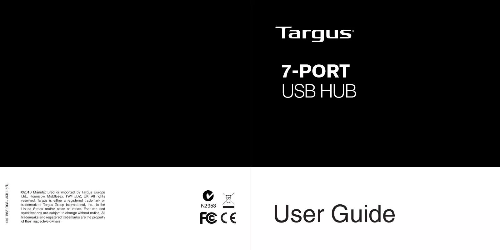 Mode d'emploi TARGUS 7-PORT USB HUB