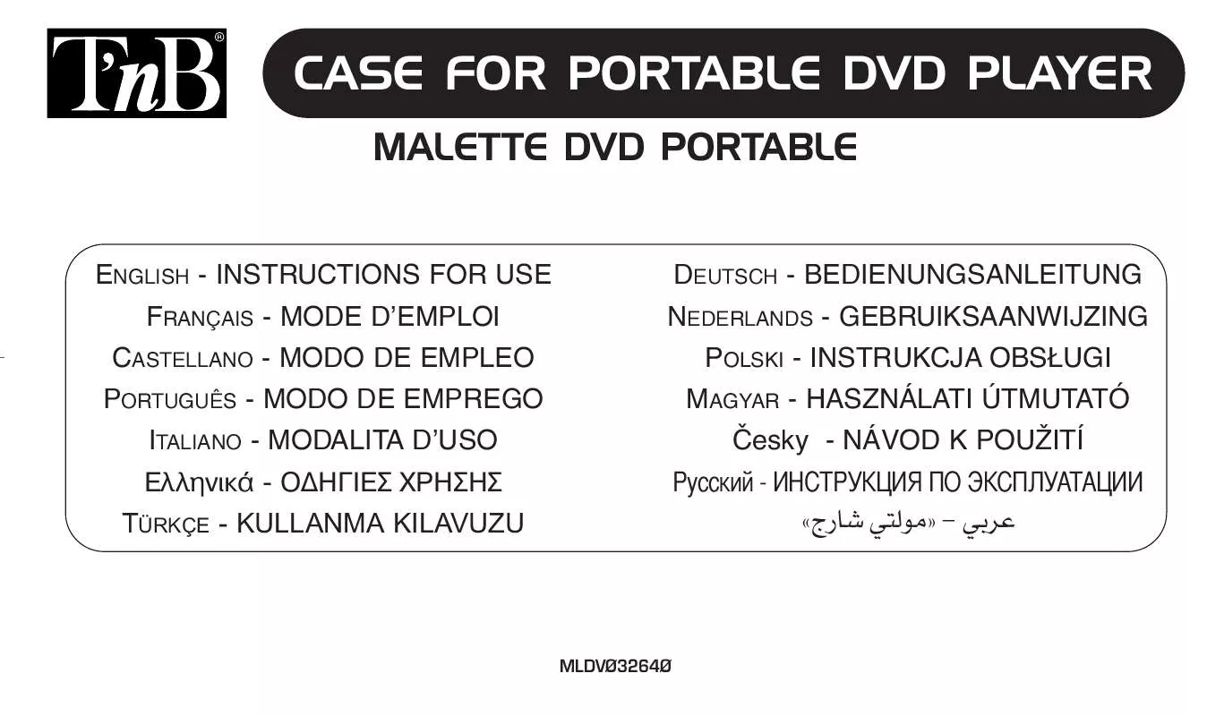 Mode d'emploi TNB CASE FOR PORTABLE DVD PLAYER