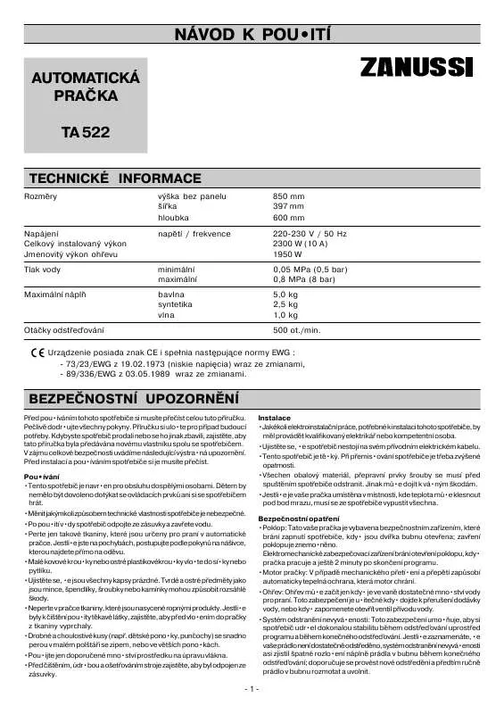 Mode d'emploi ZANUSSI TA522