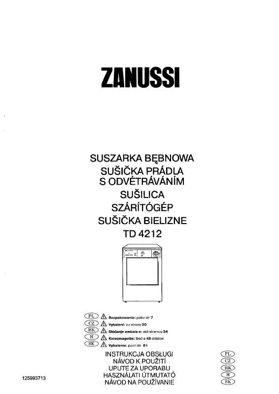 Mode d'emploi ZANUSSI TD4212